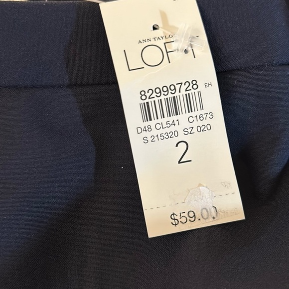 NEW LOFT navy blue mini skirt lined classic pencil size 2 - Picture 2 of 4